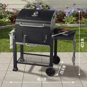 Charcoal Grill, 24 Inch Heavy Duty Charcoal Grill with Wheels, Black Charcoal Grill, 24 Inch Heavy Duty Charcoal Grill with Wheels, Black