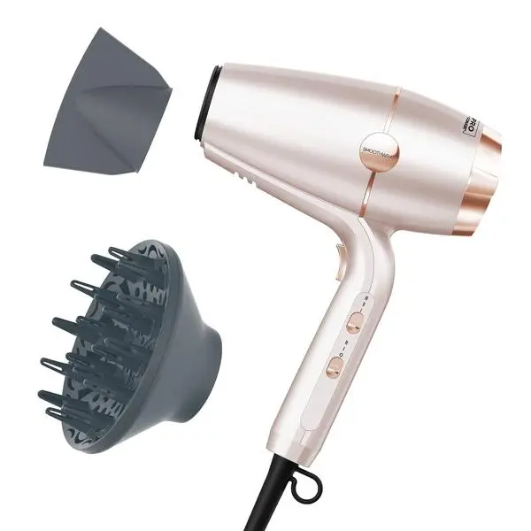 INFINITI PRO SmoothWrap Hair Dryer, Blow Dryer with Diffuser and Concentrator Attachments, Advanced Plasma and Ceramic Technology for Less Frizz, More Volume, and Body, Champagne
