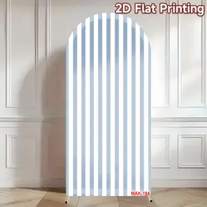 Gray White Striped Arch Backdrop Custom Double-Sided Spandex Fabric for Birthday Party Baby Shower Portrait Photography Decor Background