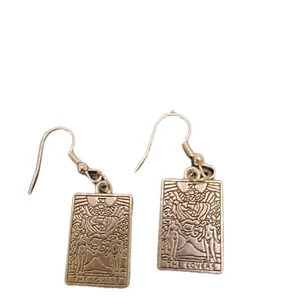 The Lovers Tarot Earrings - Silver Tone Dangle Earrings with Intricate Design for Tarot Enthusiasts