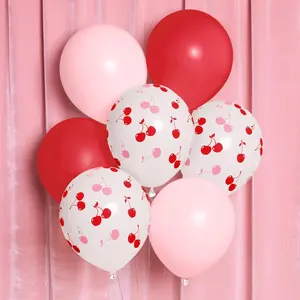 Red + Pink Cherry Balloons - 24 pk, 12" Round | Ma Cherie Baby Shower, Cherry on Top Bachelorette Decorations, Birthday Decor, Kids Picnic Tablescape