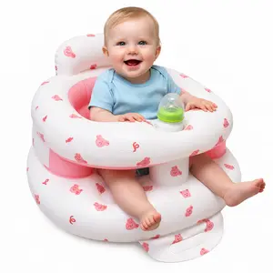Inflatable Baby Seat for Babies 3–36 Months, Built-in Air Pump Sit Me Up Floor Chair with Back Support, Portable Infant Sitting Seat for Learning, Feeding, Playing, Travel, Camping and Beach Use