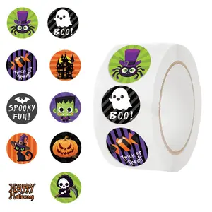 Halloween Themed Sticker (500pcs/roll), 10 Different Patterns Halloween Sticker, Decorative Sticker for Phone Case, Water Bottle, Laptop, Scrapbook, Graphic Decal