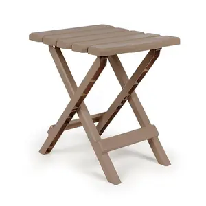 Camco C1W-51883 Regular Quick-Folding Adirondack Side Table - Taupe, Plastic Garden Outdoor Table, 1.9 lbs, Rated for Up to 30 lbs