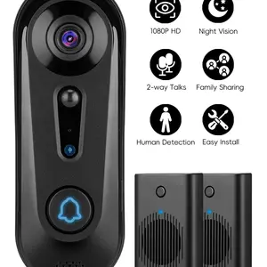 1080P Wireless Video Doorbell Camera, Smart Human Motion Detection, Real-Time Alerts, Full HD Night Vision, Two-Way Audio, Ip65 Waterproof