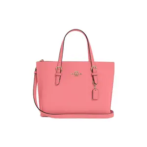 COACH Mollie Zip-Top Leather Tote Bag for Women, Crossbody and Shoulder Handbag in Pink