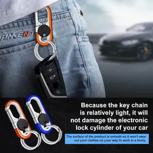 Key Chains Men, 2025 Car Key Chain for Men, Anti-Loss Keychain with Double Keyrings, Quick Release Key Chain (2pcs,Blue+Orange)