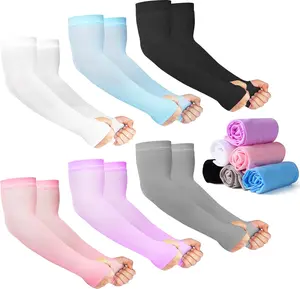 12 Pairs Sun Protection Sleeves UV Cooling Arm Sleeves for Men Women with Thumb Hole for Driving Golfing Fishing Cycling Hiking Cooling Polyamide Spandex