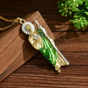 18K Gold San Judas Tadeo Necklace | Tarnish Free St. Jude Pendant with Rope Chain