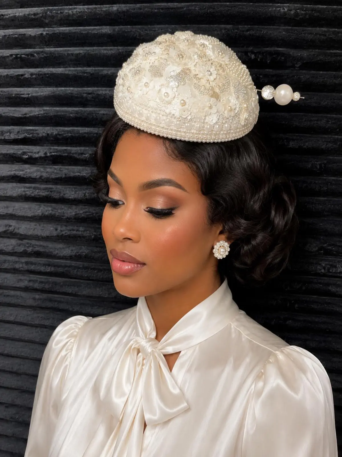 Elegant white Pearl Floral Church Fascinator Hat – Luxury Wedding, Bridal & Tea Party Headpiece