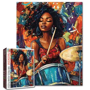 Tucocoo Rhythm Queen Drummer 1000 Pieces Jigsaw Puzzle Vibrant Music Art Challenge for Adults Stress Relief Family Game Creative Gift Wall Decor 27.5x20inch(70x50cm)