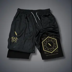 Sleep Token Unisex Compression Training Shorts Slim Fit Summer Outfit Graphic Double-Layer Sports Shorts Elastic Waistband Quick-Drying Breathable