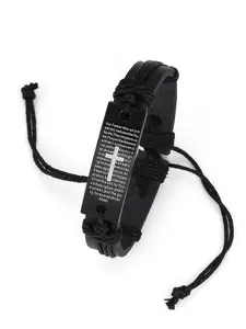 Letter & Criss Cross Pattern Adjustable Matching Bracelet, Letter Link Bracelet, New Trendy Religious Faith Drawstring Bracelet for Men Women, Classic Fashion Accessories for Daily Wear, Bf and Gf Bracelet Fall