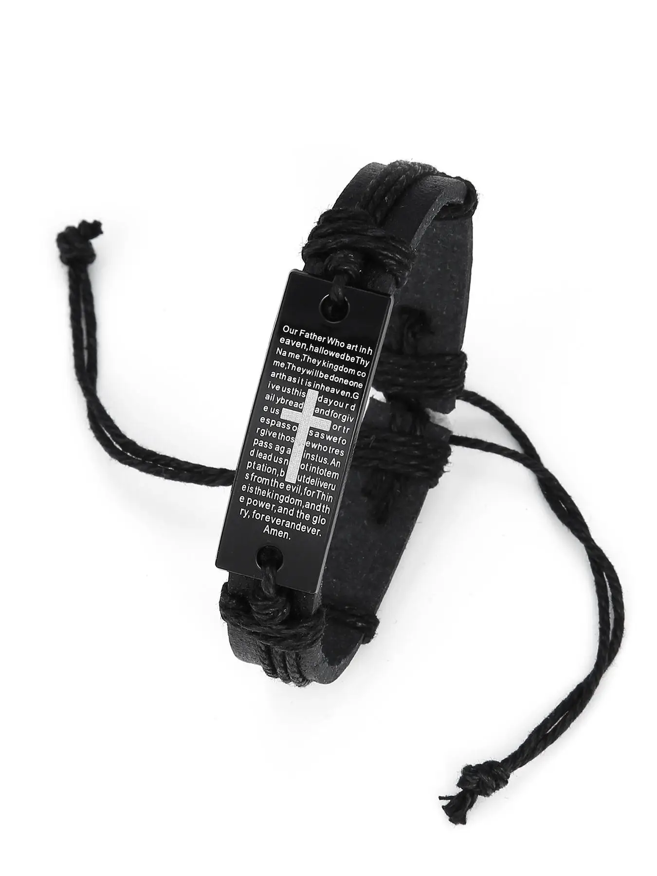 Letter & Criss Cross Pattern Adjustable Matching Bracelet, New Trendy Religious Faith Drawstring Bracelet for Men Women, Classic Fashion Accessories f