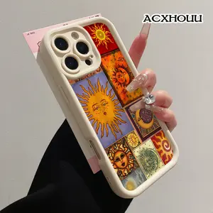 Compatible with iPhone 17 16 E Pro Max 15 Plus 14 13 12 11 XS XR Sun Moon Collage Soft TPU Shockproof Anti-Scratch Rugged Cover
