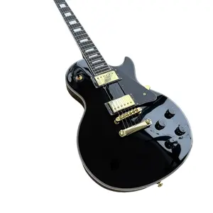 Les Paul Custom guitar Black Beauty,Gold hardware Black Gloss Solid mahogany body 22 frets