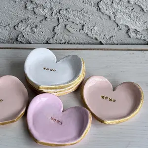 Heart Shaped (Set of 3) Tricket Tray for Jewelry - Pink and White Options