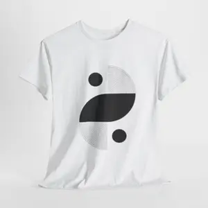 Men's modern yin yang design inspired by balance and duality Graphic T-Shirt - Short Sleeve Crew Neck Regular Fit Casual Wear | Soft & Breathable Fabric, Durable Print, Everyday Comfort, Machine Washable, minimalist line art with abstract geometric shapes