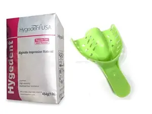 Hygedent USA Grills Dentures Mold Mouth Impression Kit - 1lb Alginate & 12 Medium Upper Trays