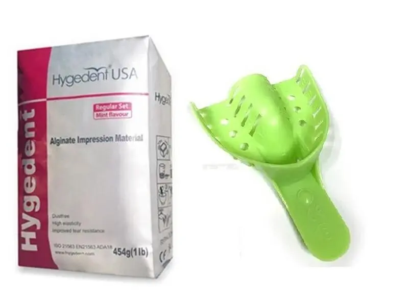 Hygedent USA Grills Dentures Mold Mouth Impression Kit - 1lb Alginate & 12 Medium Upper Trays