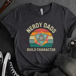 Retro D20 Dice T-Shirt: Nerdy Dad RPG Gamer Tee, unisex dnd shirt