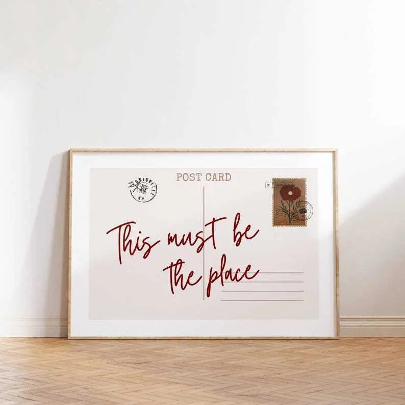 This Must Be The Place Poster, Vintage Postcard Poster, Retro Apartment Aesthetic Decoration, Cute Girly Wall Art