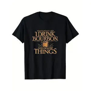 Men's 100% Cotton Bourbon Lover T-Shirt With Witty Drinking Quote Design