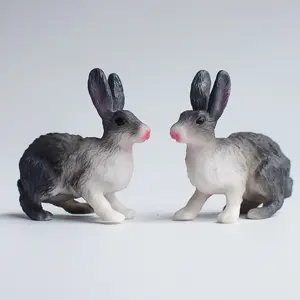 2 Piece Realistic Rabbit Model, Christmas/easter Gift, Cozy Home Decor, Birthday Party Anniversary Wedding Gift, Modern Animal Statue