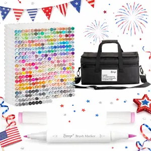 Bianyo 372-Piece Dual Tip Alcohol Art Markers Set - Brush & Fine Tips, Color Stability, Color Expression, Includes Shoulder Strap Carry Bag - for Illustration, Portraits, Architecture (Office Stationery Writing Tool)