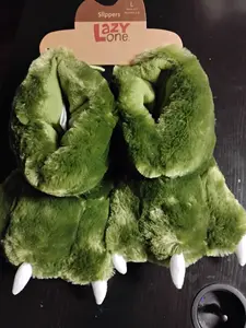 Lazy One Green Dinosaur Paw Slippers Giant Cozy Comfy House Shoes Kids to Adult