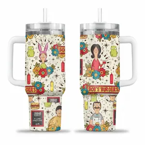 Bobb's Burggers Cartoon Characters Tumbler 40oz & 30oz, Funny Animated Sitcom Fan Drinkware For Men Women, Stainless Steel Travel Cup Gift Idea | 010426.C00847.ID03