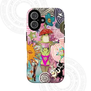 Whimsical Pink Sexy Frog Tough Phone Case  Halloween Cosmic Frog Aesthetic with Playful Frogs. Waterproof & Durable Protection.Suitable for iPhone 17-11 Pro Max/Plus and  Samsung Galaxy S23-25