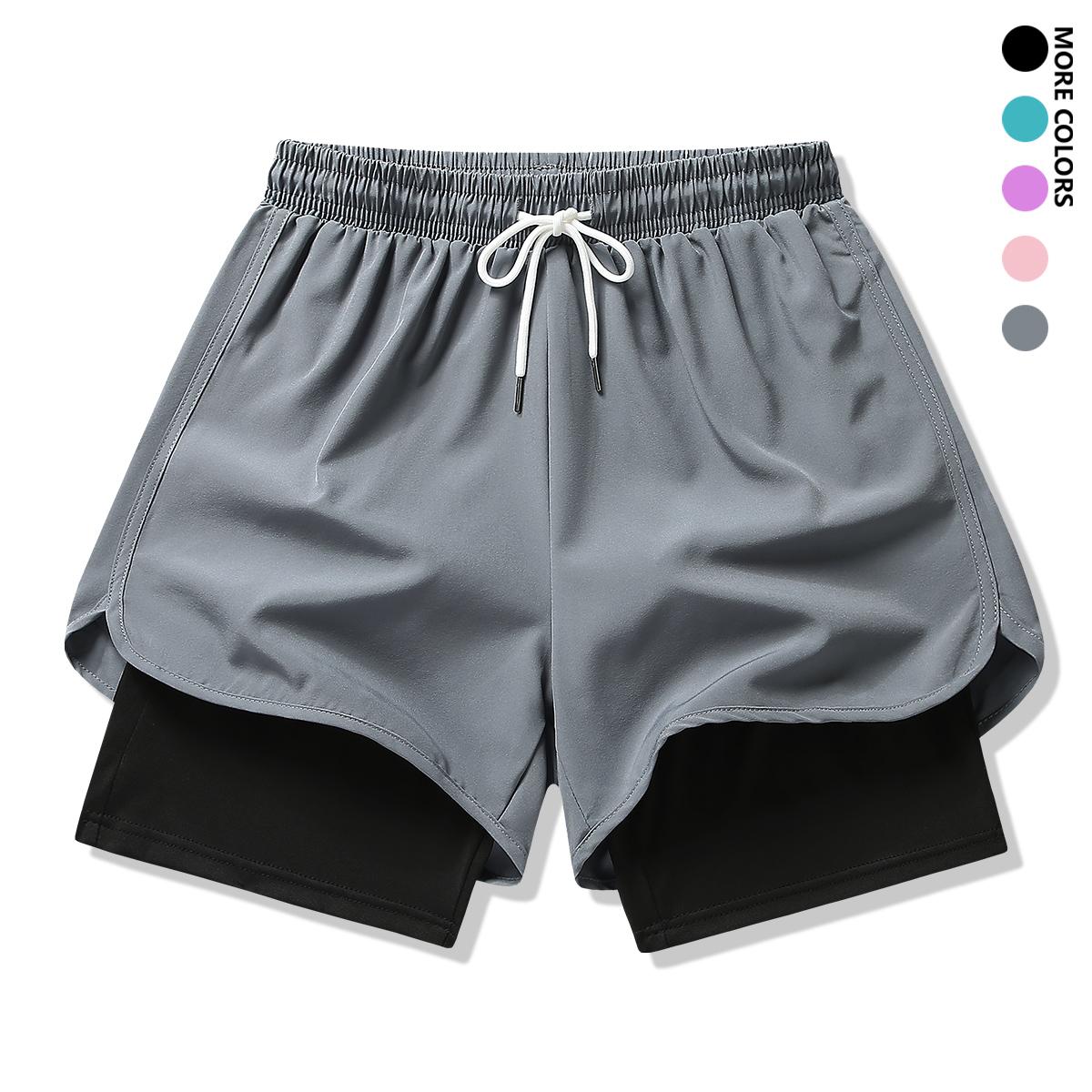 4-piece set: women’s summer shorts outfit with lining, drawstring, elastic waistband; suitable for outdoor sports, fitness, running, and casual wear; women’s shorts, summer bottoms.