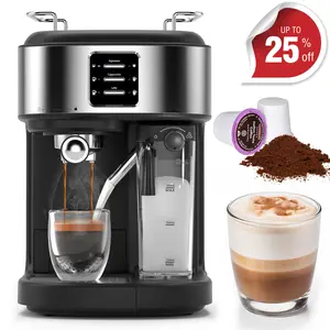COWSAR Espresso and Cappuccino Machine, 20Bar Latte Machine with Automatic Milk Frother, 3 in 1 Professional Semi-Automatic Espresso Maker with Dual Heating System & Capsule Compatible
