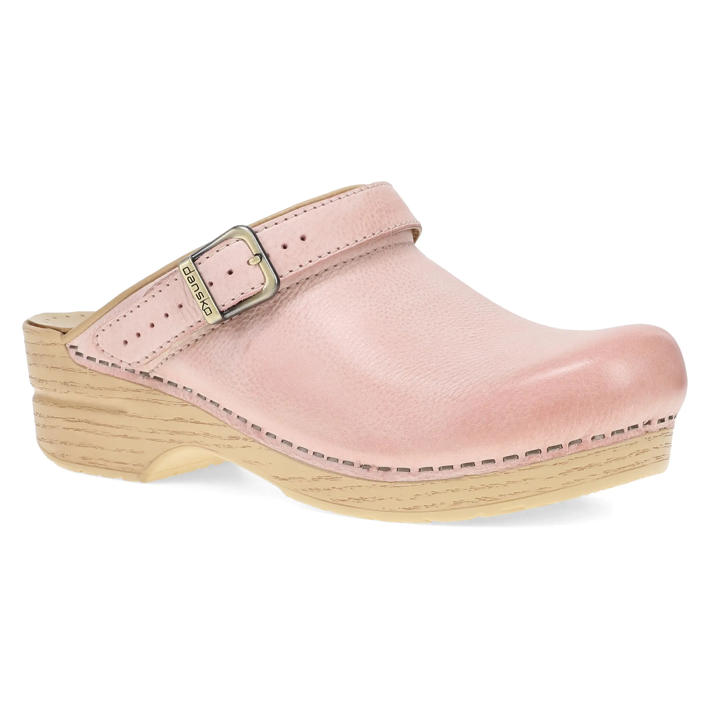 Women's Ingrid Pink Milled Dynamic Clog, Supportive Slip-On Mule with Added Support & Swivel Strap