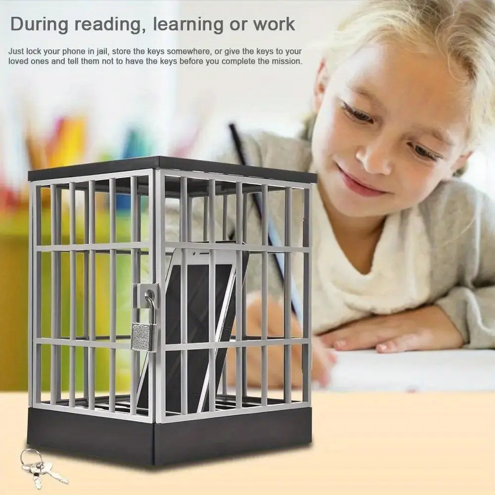 Phone Jail - Secure Smartphone Storage Box with Lock, Ideal for Study, Work, and Reading, Durable Plastic, No Battery Needed, Study Organization | Modern Aesthetic | Durable Plastic Box, Phone Holder, Lockable Organizers