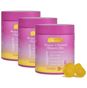 3 Botte LEEFAR Her Probiotics Gummies MT - All in One Solution with Slippery Elm and Prebiotics & Lactobacillus Probiotic Blend for Women's pH Balance and Dryness Hawaiian Pineapple Gummies Dietary Supplement