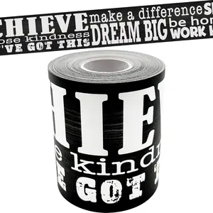 Modern Farmhouse Positive Sayings Straight Rolled Border Trim (TCR8913),Black/White