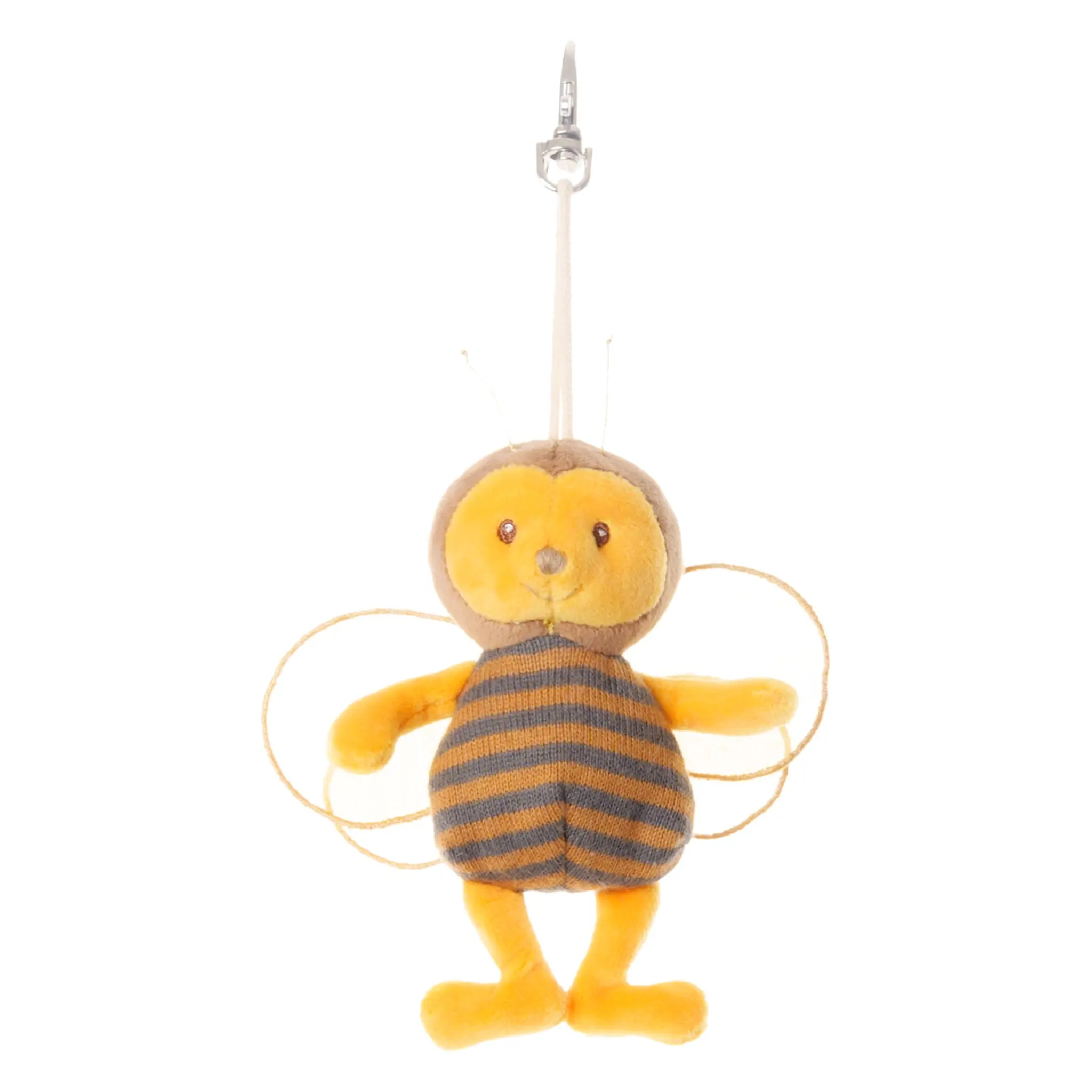 Bukowski Bears 5-in Whimsical Soft Fabric Bee Keychain - Yellow & Brown Stuffed Toy with Tiny Wings, 0+ Years All Seasons Bee Charm for Bags, Backpacks, Bees