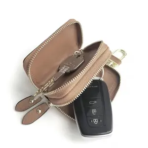 Premium Cowhide Key Case, Waist-Mounted Storage Bag, Unisex Key Pouch, Genuine Leather Dual Layer Car Key Holder, Business Style, All Season Use, No RFID Blocking Feature, Car Key Accessory