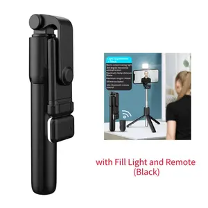 Portable Bluetooth Selfie Stick Tripod Holder with Remote Shutter Fill Light Extendable Wireless Remote Retractable Phone Stand AILEHKUO