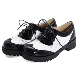Fashionable retro Oxford shoes, featuring a thick sole and high heels, round toe, loafers, student shoes, versatile style