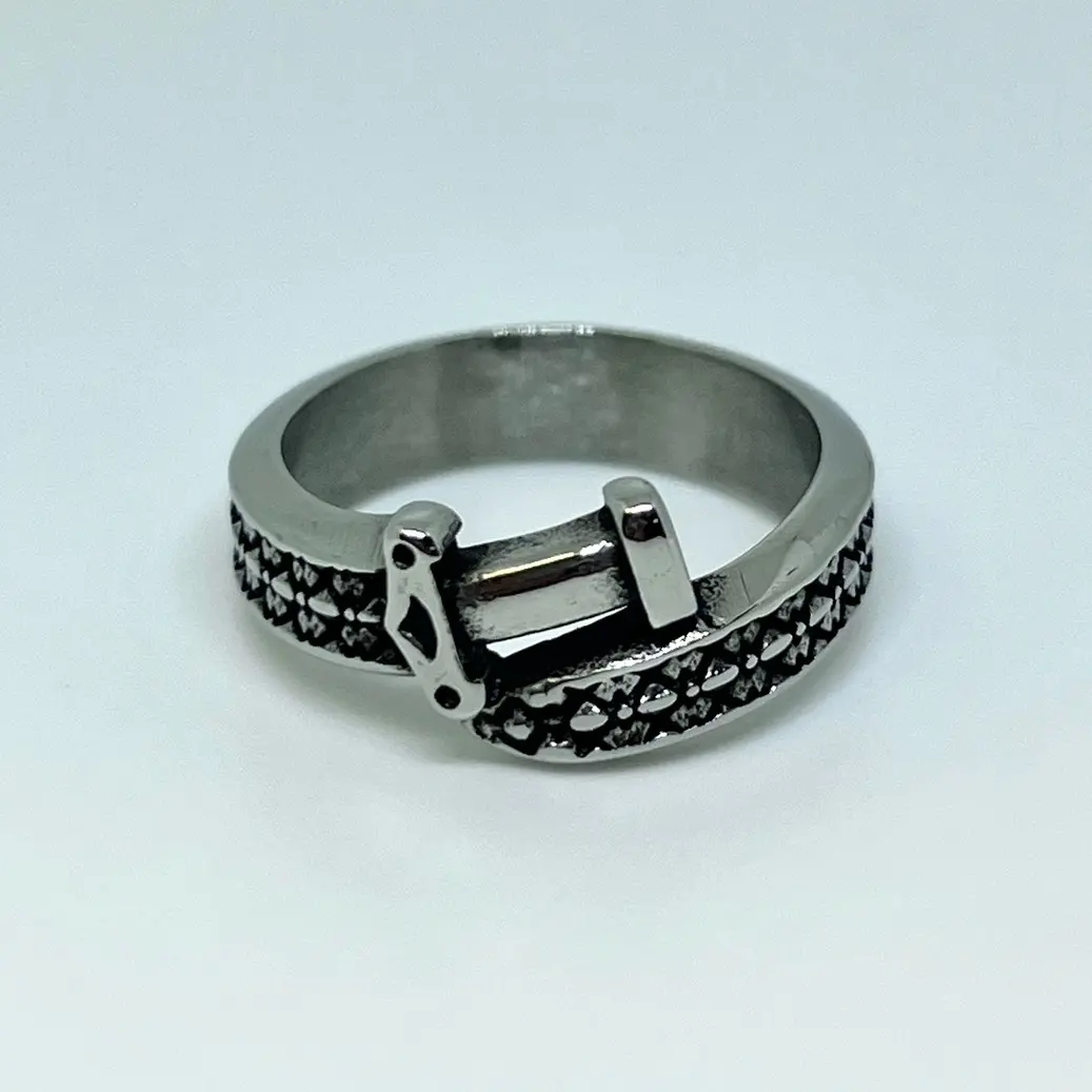 Stainless Steel Dagger Buckle Ring – Gothic Medieval Blade Statement Band