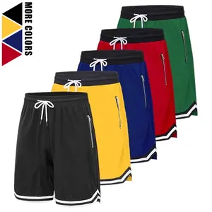 Men’s casual athletic shorts, men’s basketball shorts set, featuring zippered pockets, made from breathable polyester fiber with an elastic waistband, available in multiple colors; basketball shorts and sportswear are suitable for running, training, and f