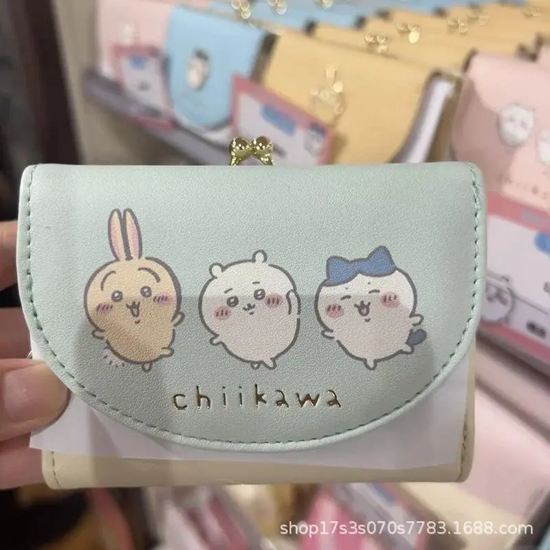 Chiikawa Cute Short Leather Wallet - Kawaii USAGI Hachiware Cartoon Self-Deprecating Bear Card Holder Small Bag, A No-Frills Girl Gift for DIY Felt Crafts Enthusiasts