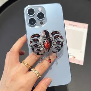 Gothic Spider Jewelry MagSafe Phone Grip, Horror Aesthetic Magnetic Phone Holder, Kawaii Scary Fan Gift , Kindle Accessories sticky Baby mount Library Card Flower-Shaped Multi-Functional Stand Universal Car