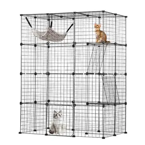 VEVOR Large 4-tier Cat Cage, 54x 41x 69, Detachable Metal Wire Cat Enclosure, with 5 Front Doors Hammock Ramp ladders, Indoor Outdoor Crate Exercise Place Ideal for Kitty, Small Animals, BlackVEVOR Super Brand Day