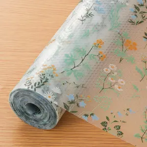 Kitchen Cabinet Shelf Liners, Waterproof & Oil-Resistant, Non-Adhesive EVA Drawer Liner with Floral Pattern, Durable, Washable, Easy to Cut (Sage Green, 17.5" x 78.7")