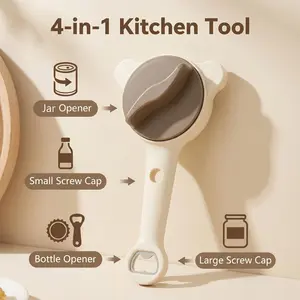 2026 New 4-in-1 Jar Opener - Adjustable Stainless Steel Lid Remover for Seniors & Arthritis Sufferers, Fits Kitchen Jars, Bottles & Cans