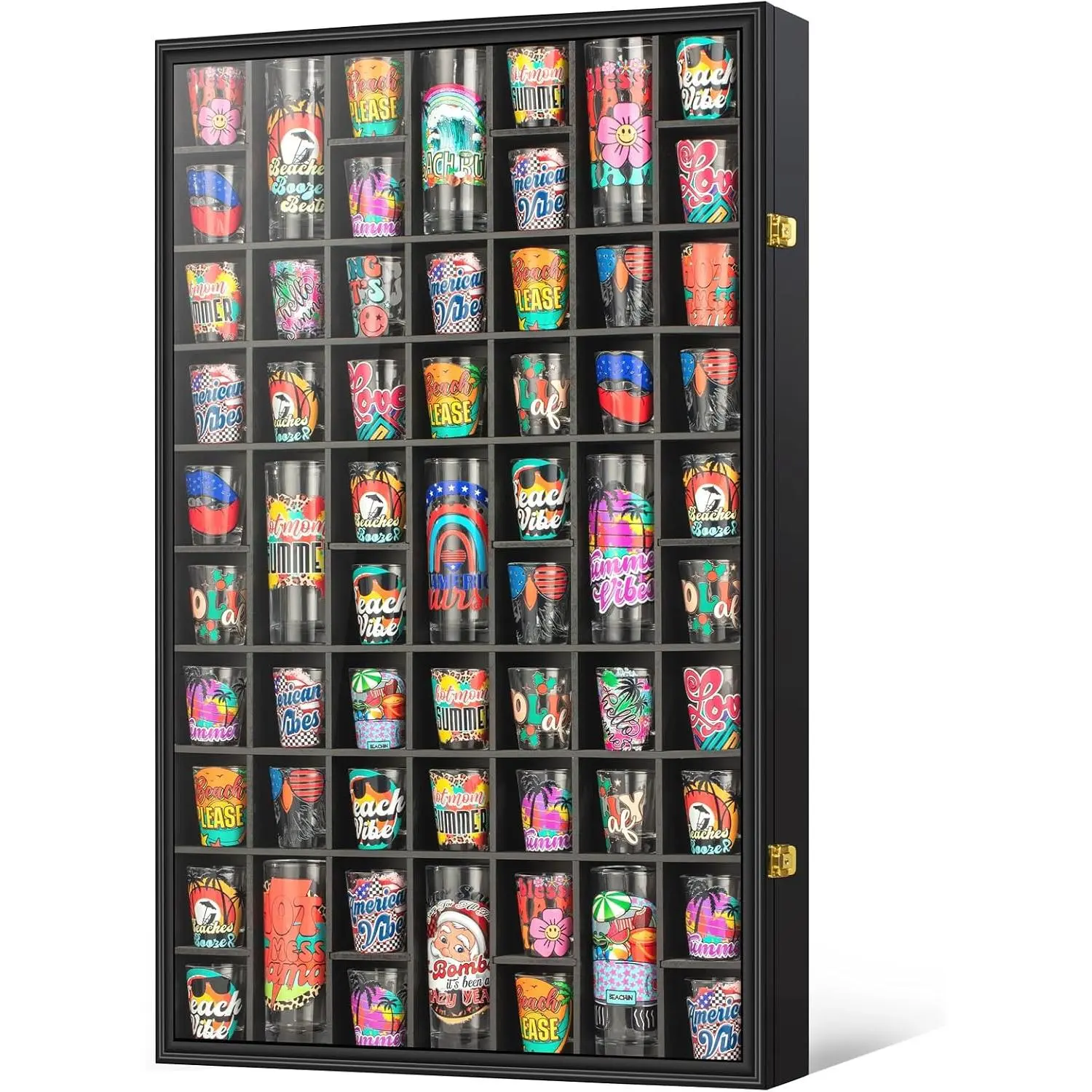 61 Shot Glass Display Case UV Protection Large Capacity Holder